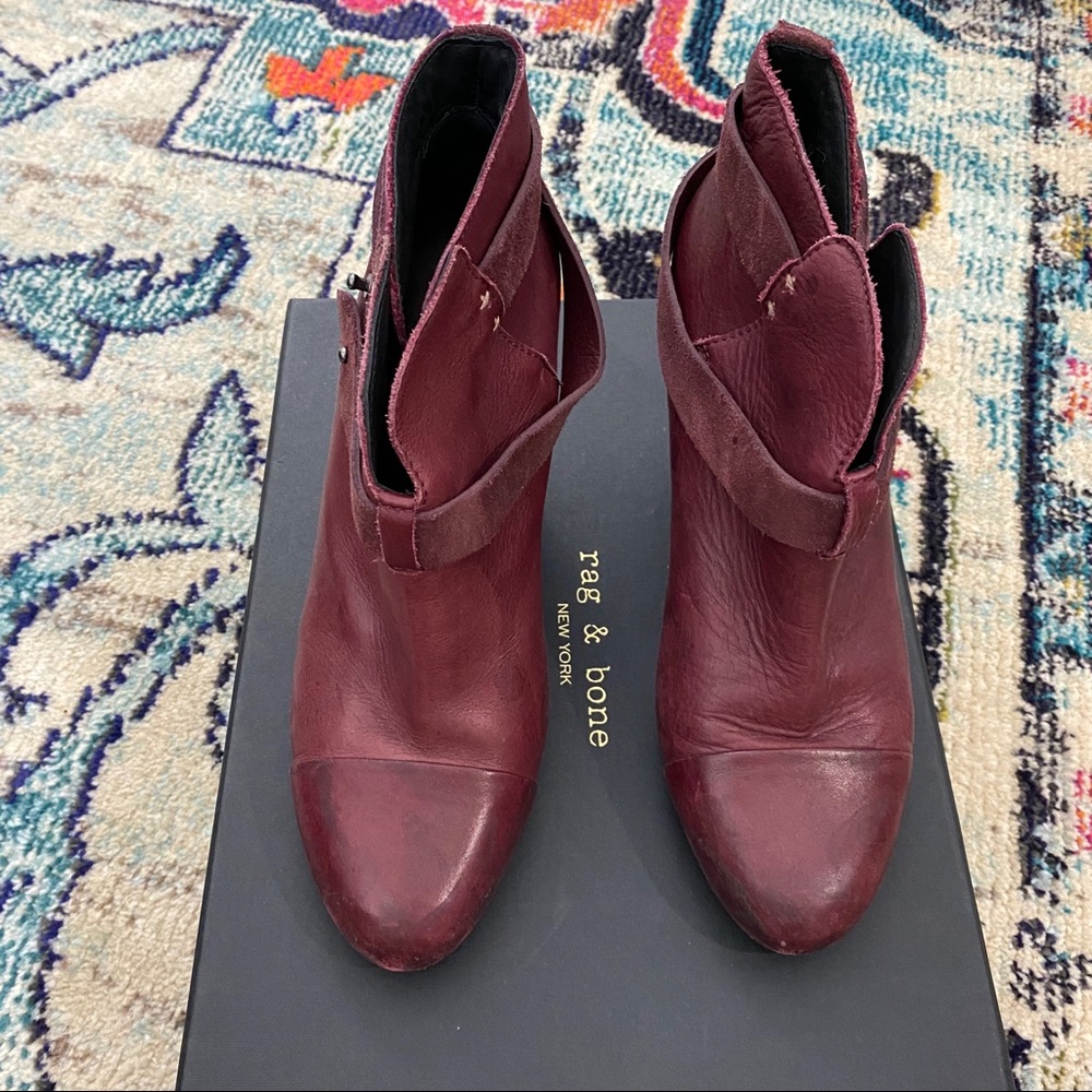 Rag & Bone Harrow Booties in Red - Picture 3 of 6